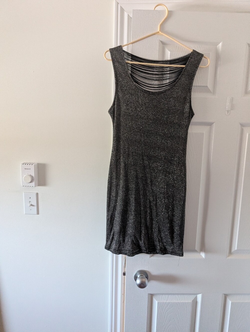 Sleeveless Metallic Black Shimmer Bodycon Dress